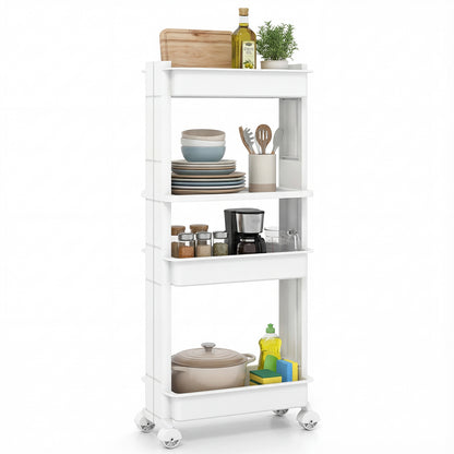 3/4-Tier Rolling Utility Cart with Detachable Trays and Smooth Wheels-4-Tier Kitchen Islands & Carts at Gallery Canada