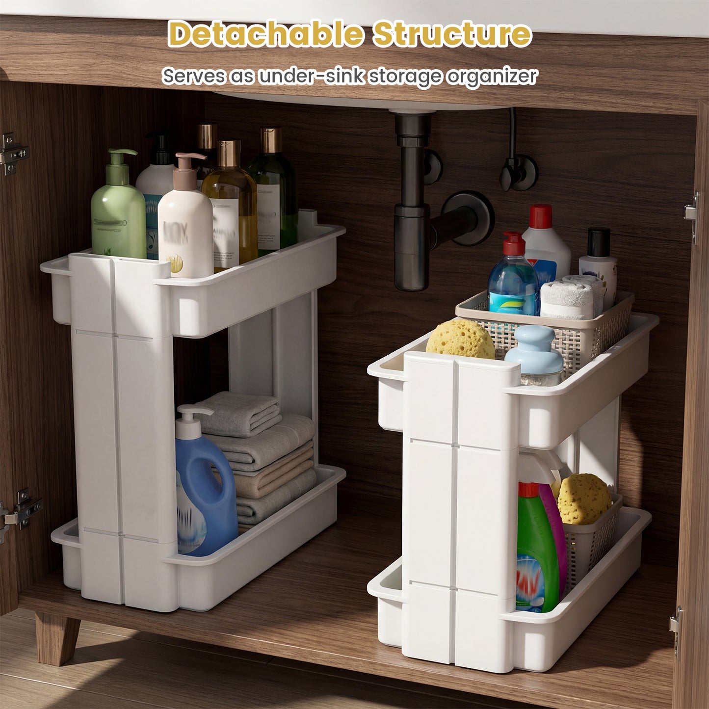 3/4-Tier Rolling Utility Cart with Detachable Trays and Smooth Wheels-4-Tier Kitchen Islands & Carts at Gallery Canada