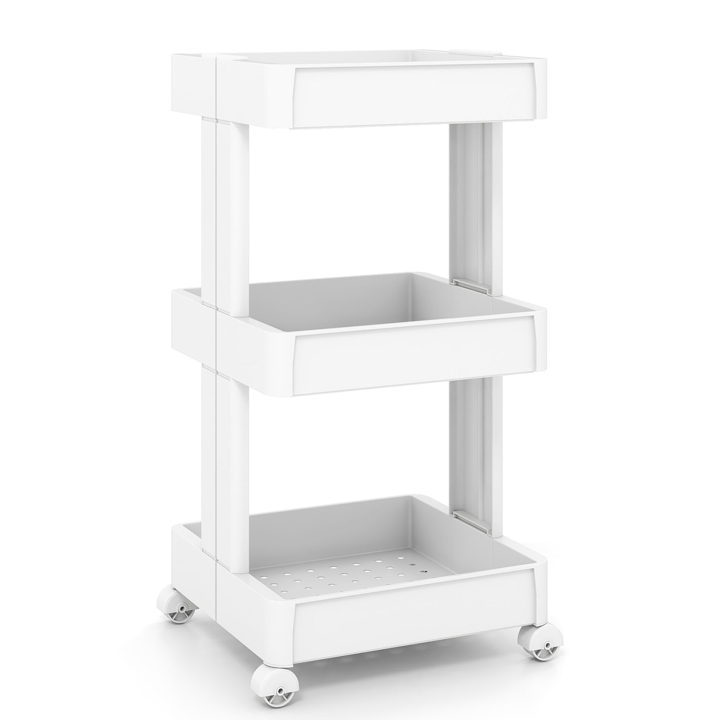 3/4-Tier Rolling Utility Cart with Detachable Trays and Smooth Wheels-3-Tier Kitchen Islands & Carts at Gallery Canada