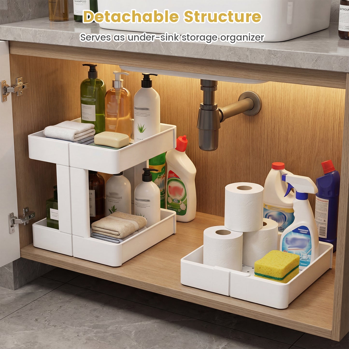 3/4-Tier Rolling Utility Cart with Detachable Trays and Smooth Wheels-3-Tier Kitchen Islands & Carts at Gallery Canada