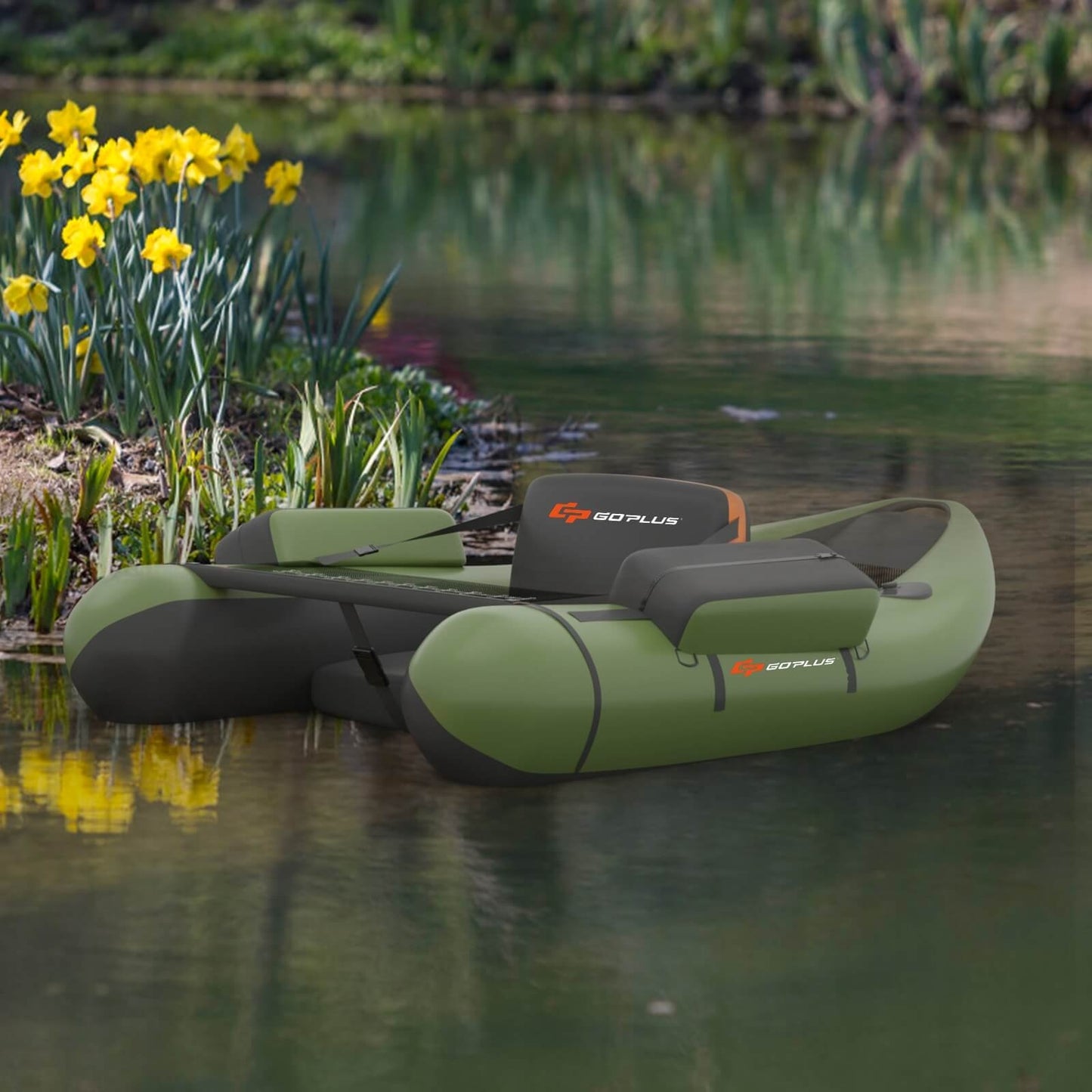 Inflatable Fishing Float Tube, With Pump Storage Pockets And Fish Ruler, Green Surfing at Gallery Canada