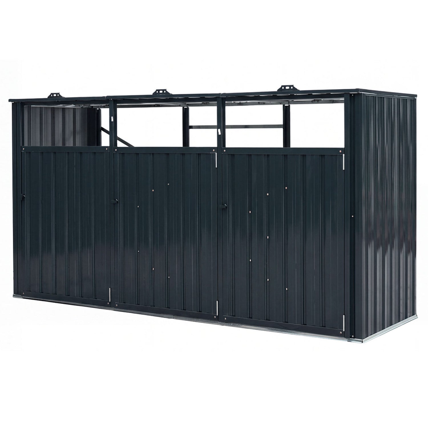 3-Bin Metal Trash Can Shed with Flip-Up Lids, Dark Gray Sheds & Outdoor Storage Dark Gray at Gallery Canada