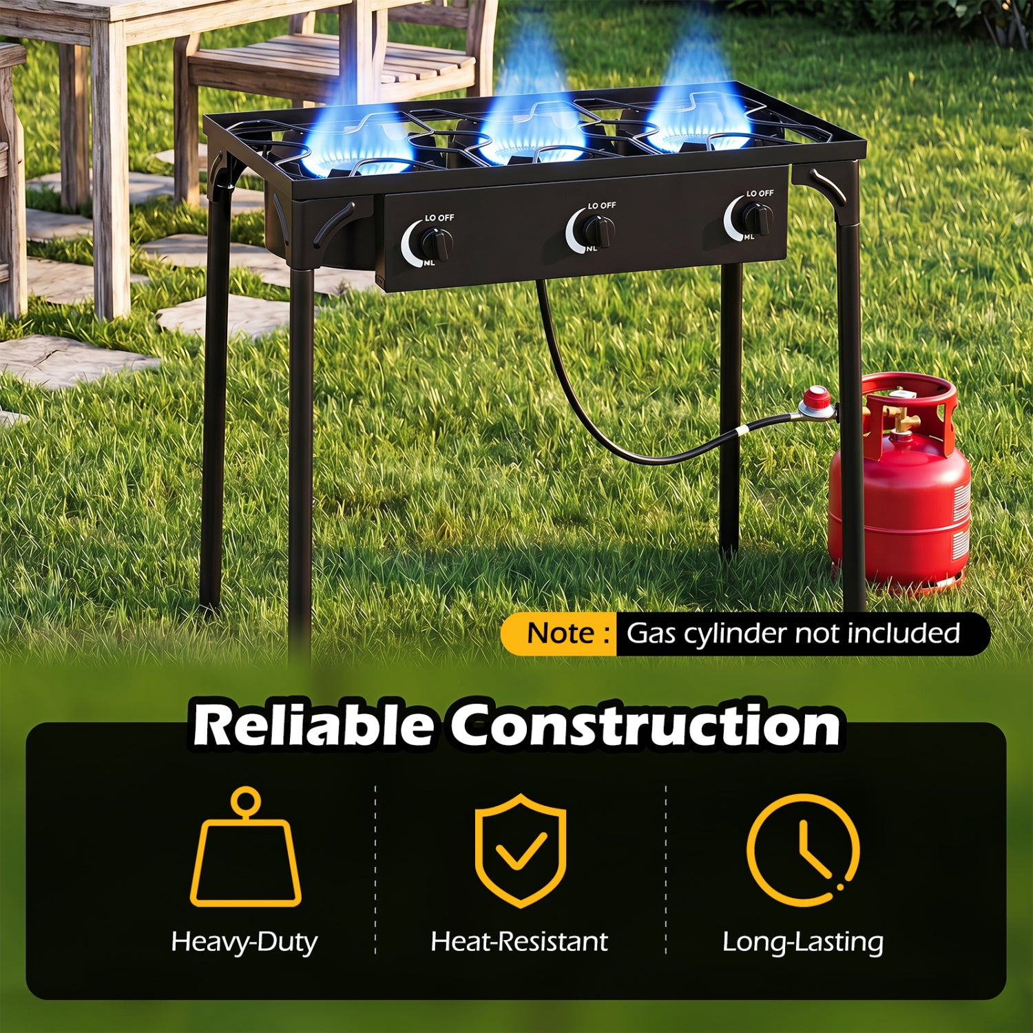 3 Burner Propane Stove, 240000 BTU, Black Outdoor Grills at Gallery Canada