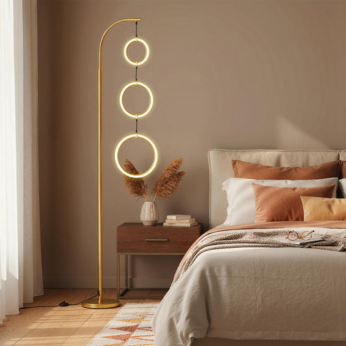 3-Circle Dimmable LED Floor Lamp, 3 Color Temperatures, Golden