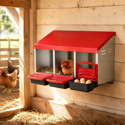 3-Compartment Roll Away Chicken Nesting Box, Red Chicken Coops at Gallery Canada