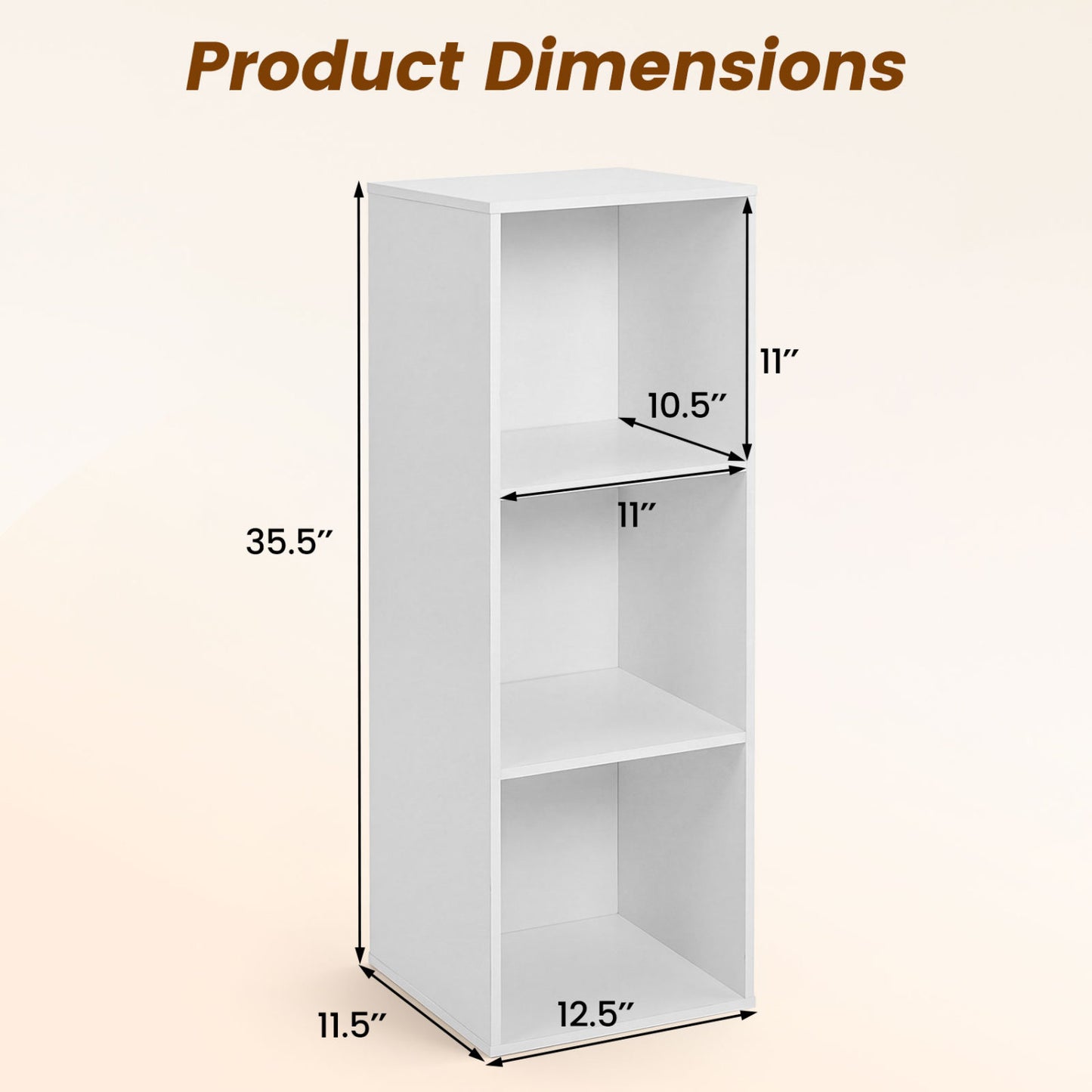 3-Cube Bookcase Storage Organizer with Anti-Tipping Kit, White