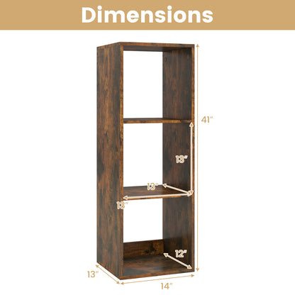 3 Cube Bookshelf With Back Guardrail, Brown Bookcases at Gallery Canada