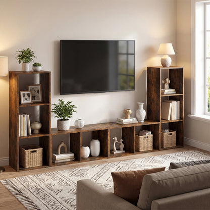 3 Cube Bookshelf With Back Guardrail, Brown Bookcases at Gallery Canada