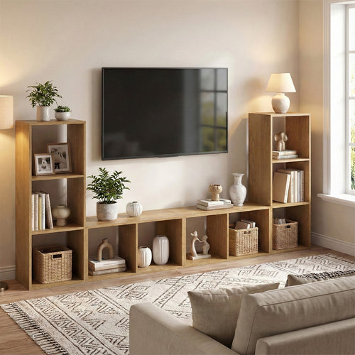 3 Cube Bookshelf, With Back Guardrail, Natural