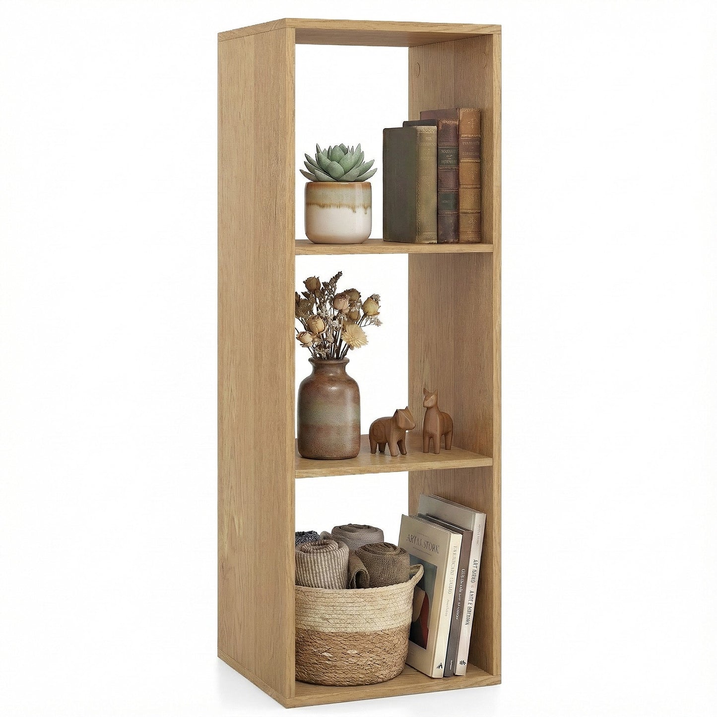 3 Cube Bookshelf, With Back Guardrail, Natural Bookcases at Gallery Canada