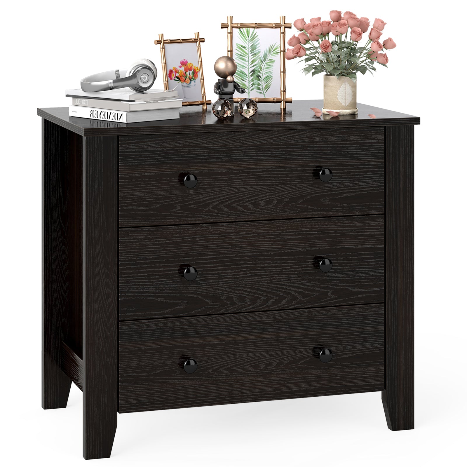 3-Drawer Dresser, Modern Large Nightstand, Dark Brown Dressers & Chests at Gallery Canada