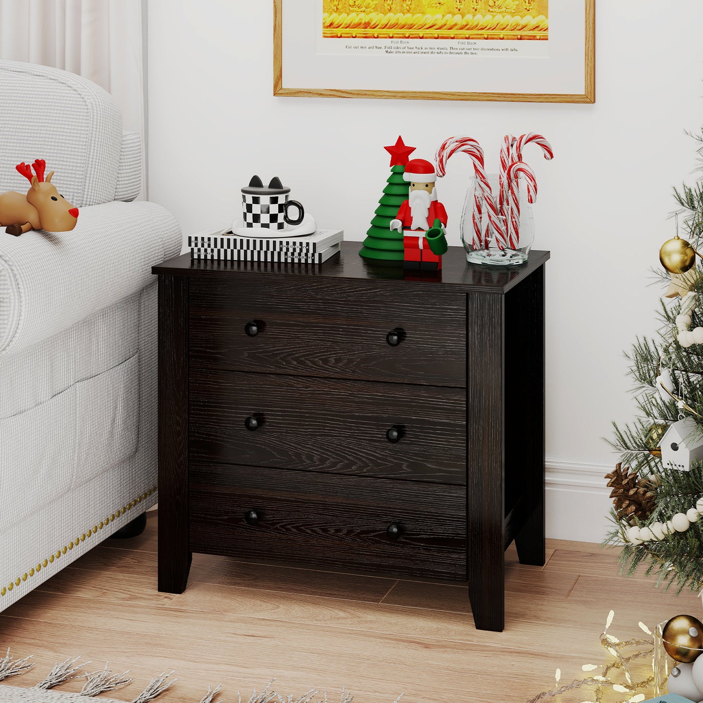 3-Drawer Dresser, Modern Large Nightstand, Dark Brown Dressers & Chests at Gallery Canada