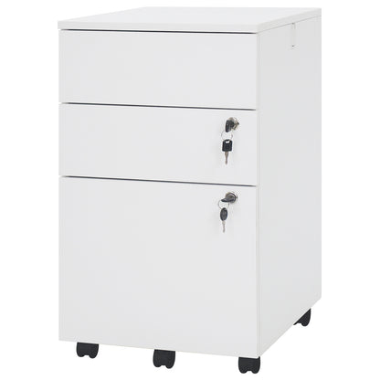 3 Drawer Filing Cabinet Locking Pedestal Desk , White File Cabinets at Gallery Canada