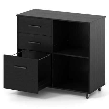 3-Drawer Mobile Lateral File Cabinet Printer Stand, Black File Cabinets at Gallery Canada
