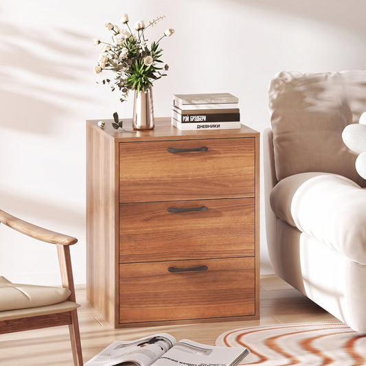 3 Drawer Nightstand Wood Grain Finish, Walnut Nightstands Walnut at Gallery Canada