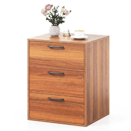 3 Drawer Nightstand Wood Grain Finish, Walnut Nightstands Walnut at Gallery Canada