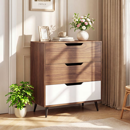3-Drawer Rustic Farmhouse Wooden Storage Dresser, Walnut Dressers & Chests at Gallery Canada