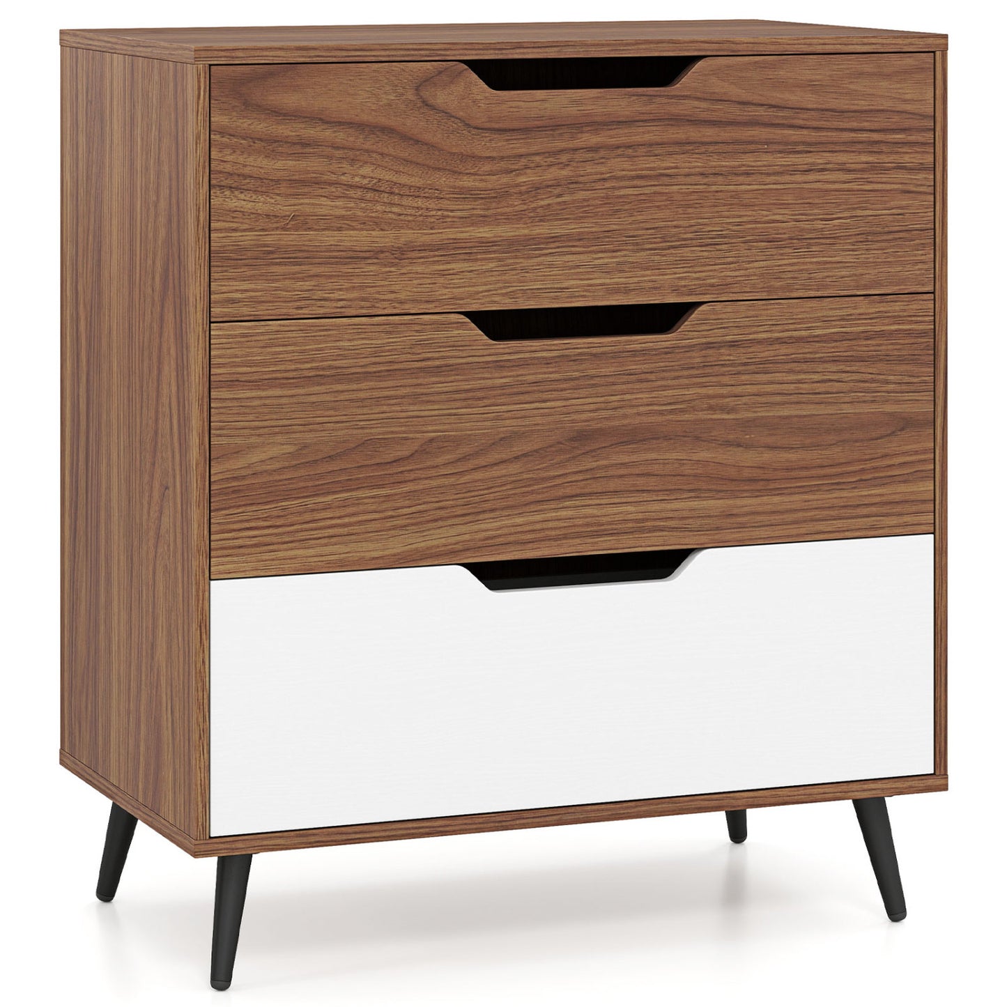 3-Drawer Rustic Farmhouse Wooden Storage Dresser, Walnut Dressers & Chests at Gallery Canada