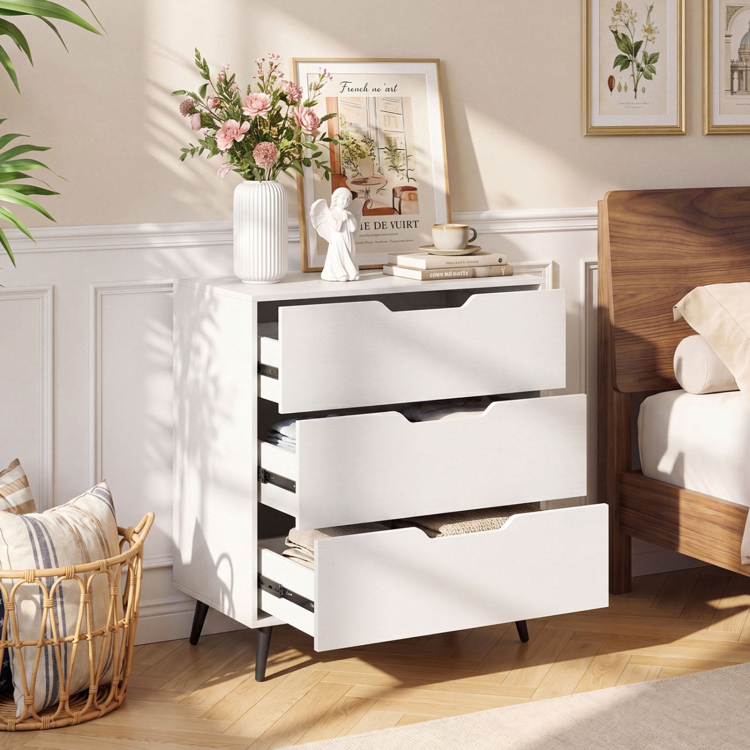 3-Drawer Rustic Farmhouse Wooden Dresser, White Dressers & Chests at Gallery Canada