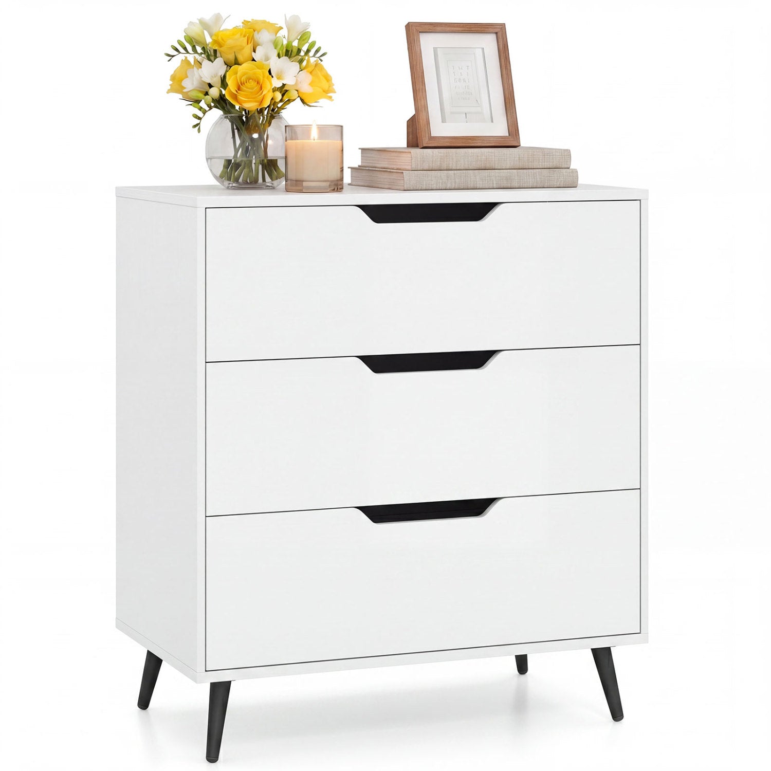 3-Drawer Rustic Farmhouse Wooden Dresser, White Dressers & Chests at Gallery Canada