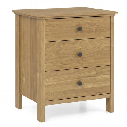 3-Drawer Wooden Nightstand Modern Bedside Table, Natural Nightstands Natural at Gallery Canada
