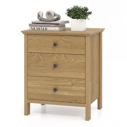 3-Drawer Wooden Nightstand Modern Bedside Table, Natural Nightstands at Gallery Canada