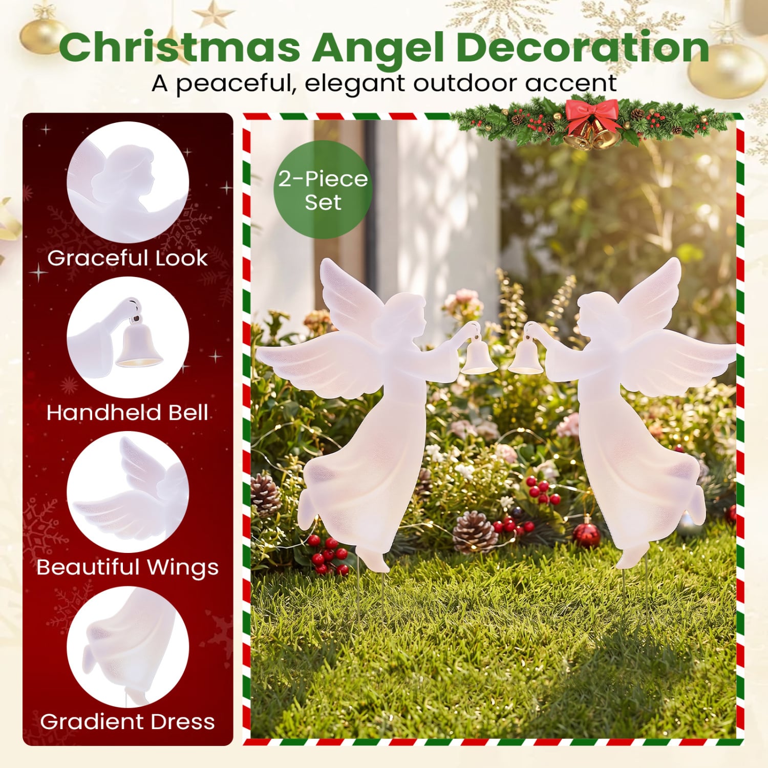 2-Piece Outdoor Christmas Angel Yard Decoration Set, 3 FT, Pink Christmas Decor & Accessories at Gallery Canada