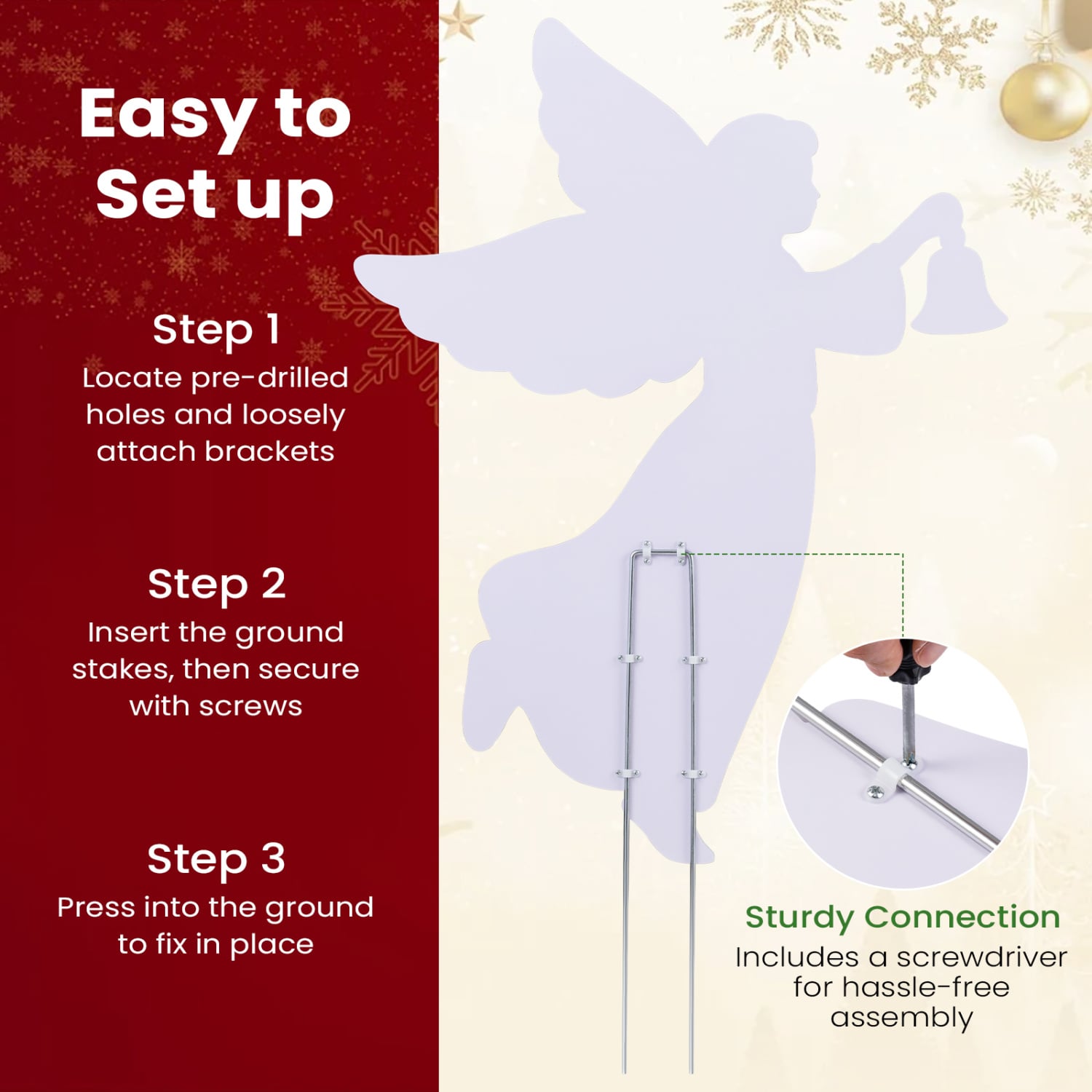 2-Piece Outdoor Christmas Angel Yard Decoration Set, 3 FT, Pink Christmas Decor & Accessories at Gallery Canada