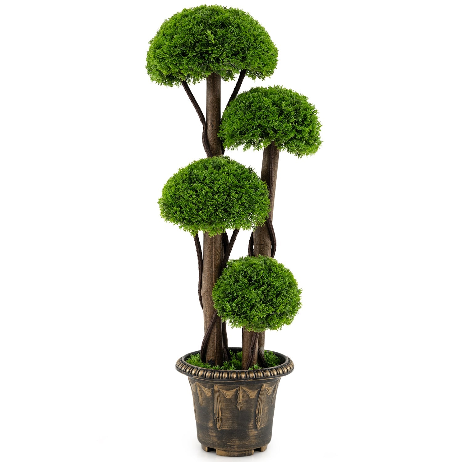 3 Ft Artificial Cypress Topiary Tree, Realistic Greenery Plant With Spiral Vines Faux Plants Green at Gallery Canada
