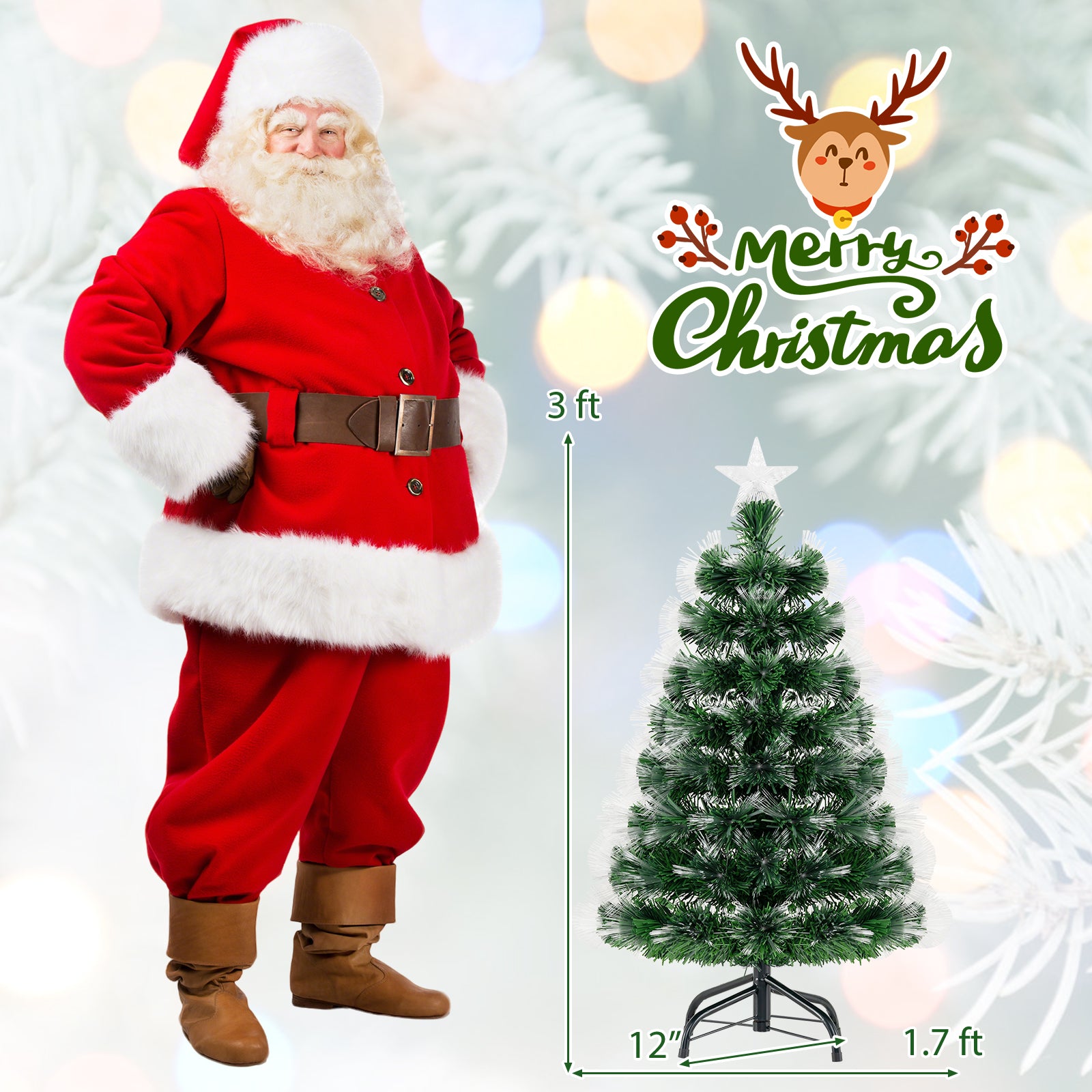 3 Feet Fiber Optic Christmas Tree, With Star Topper, Green Christmas Tree at Gallery Canada