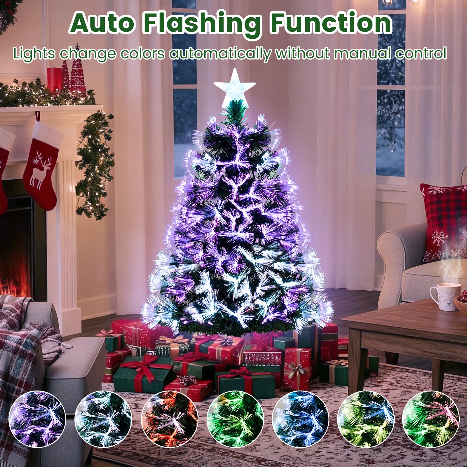 3 Feet Fiber Optic Christmas Tree, With Star Topper, Green Christmas Tree at Gallery Canada