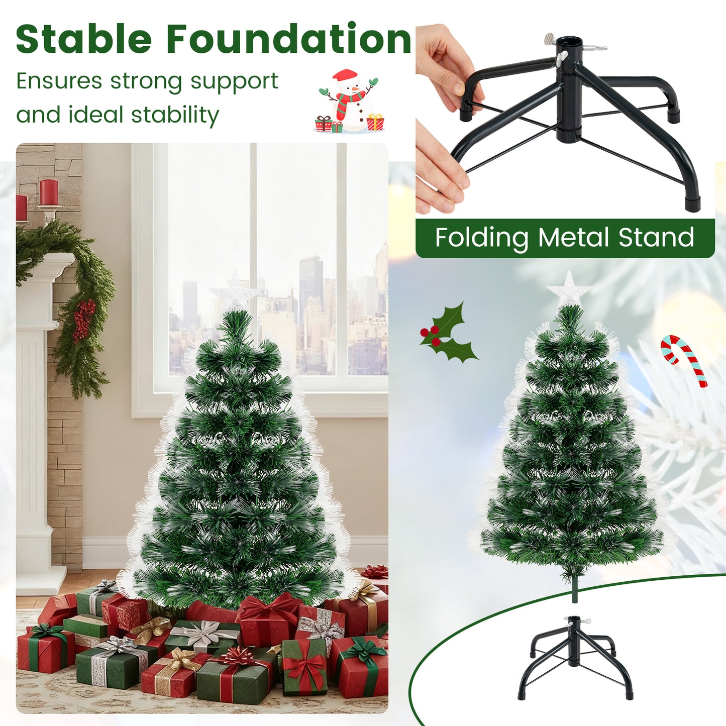 3 Feet Fiber Optic Christmas Tree, With Star Topper, Green Christmas Tree at Gallery Canada