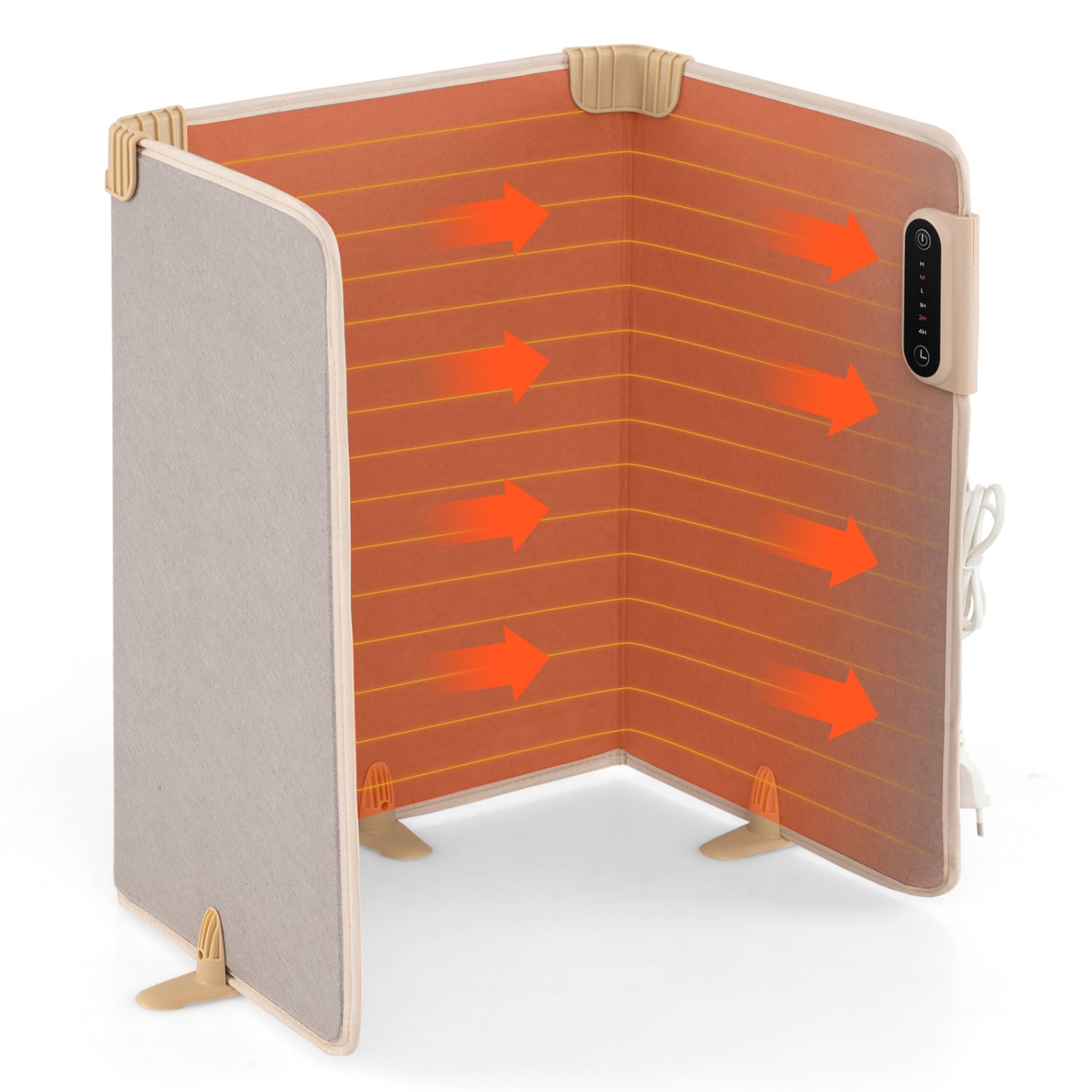 3-Fold Under Desk Space Heater, 3-Level Thermostat, 4H Timer, Beige Space Heaters Beige at Gallery Canada