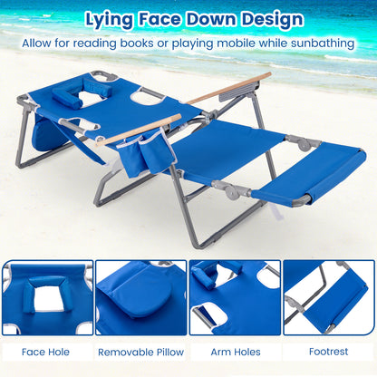 Foldable Beach Chair, 3-In-1 With Footrest, Adjustable Backrest, Navy Beach & Lawn Chairs at Gallery Canada