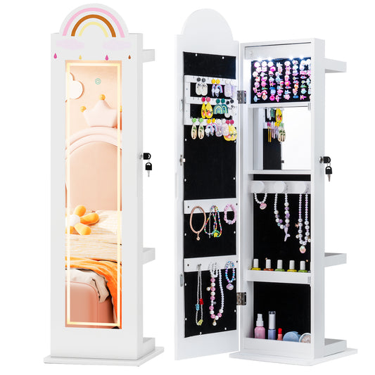 3 In 1 Kids Jewelry Cabinet, Freestanding Armoire, White Kids Vanities White at Gallery Canada