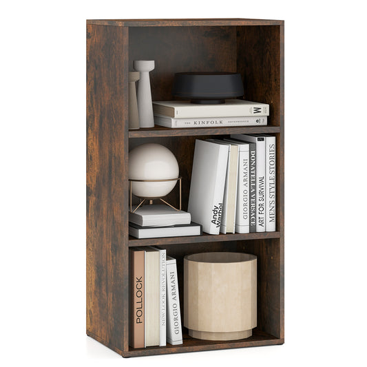 Modern Rustic 3 Open Shelf Bookcase, Display Cabinet, Brown Bookcases Rustic Brown at Gallery Canada