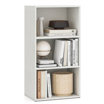 Modern 3 Open Shelf Bookcase Display Cabinet, White Bookcases White at Gallery Canada