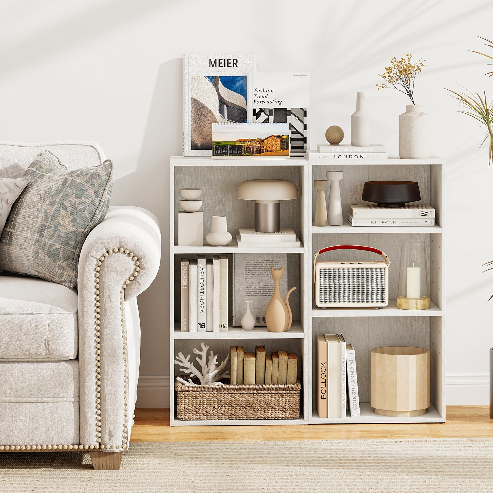 Modern 3 Open Shelf Bookcase Display Cabinet, White Bookcases at Gallery Canada