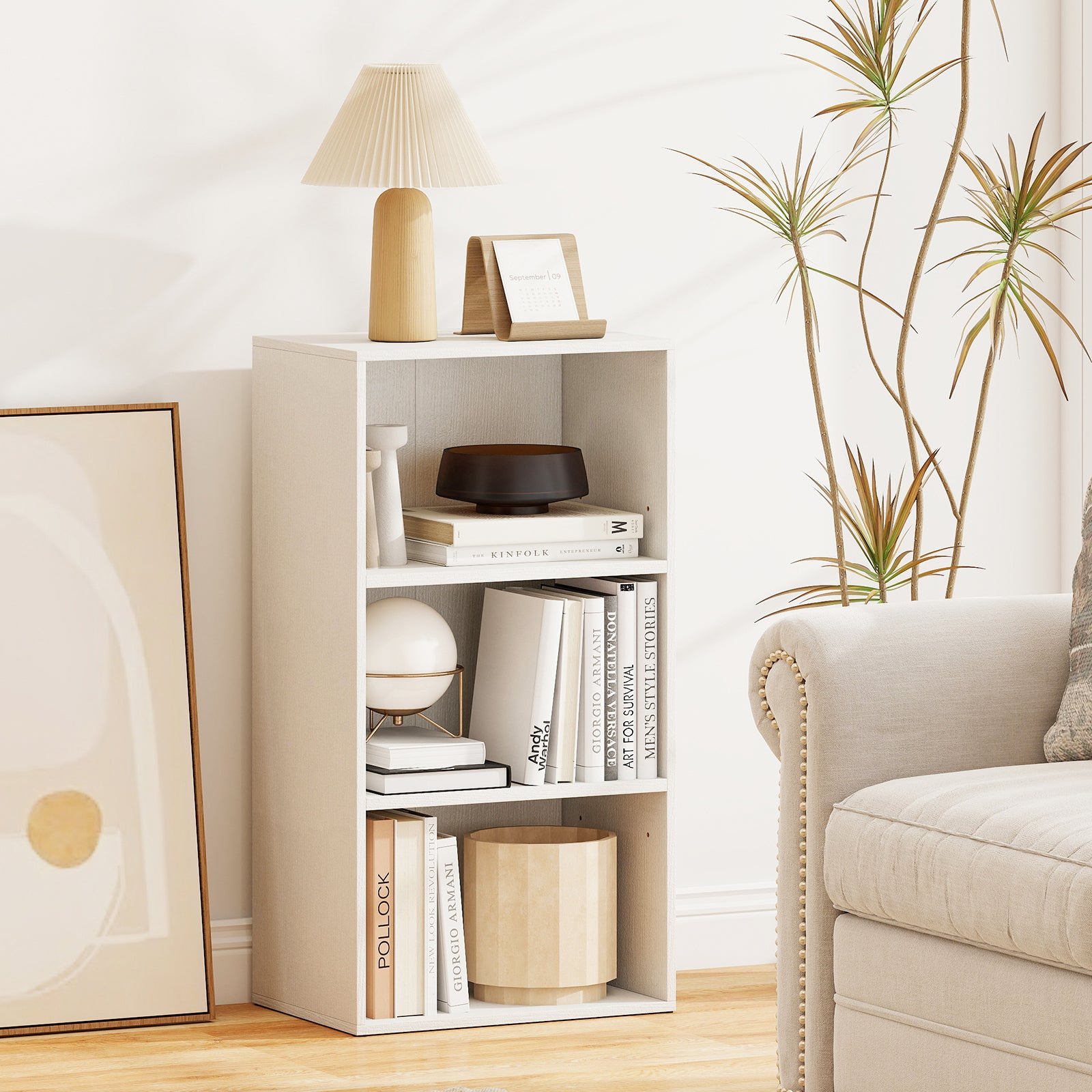 Modern 3 Open Shelf Bookcase Display Cabinet, White Bookcases at Gallery Canada