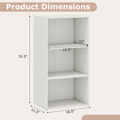 Modern 3 Open Shelf Bookcase Display Cabinet, White Bookcases at Gallery Canada