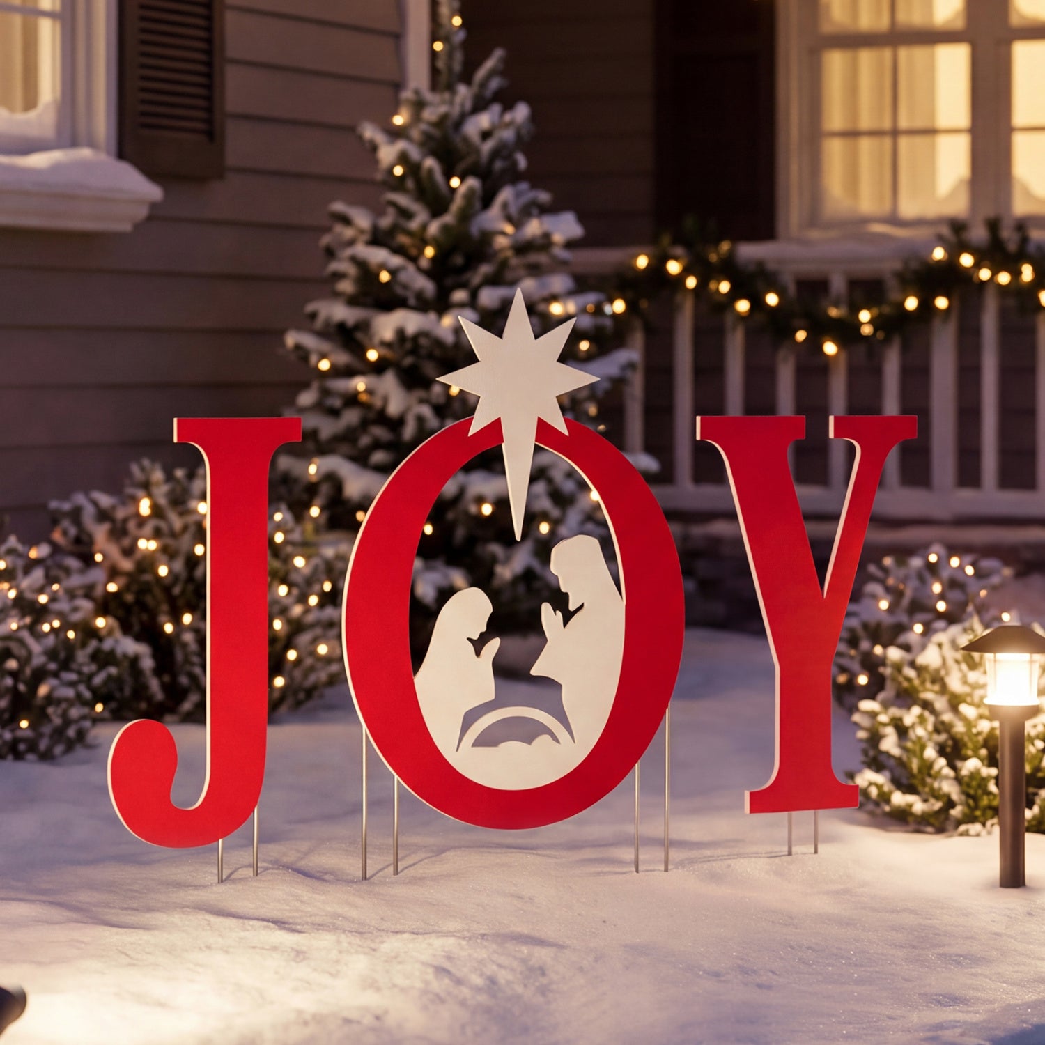 3 PCS Nativity Christmas Yard Sign Set with Angels, Red Christmas Decor & Accessories at Gallery Canada