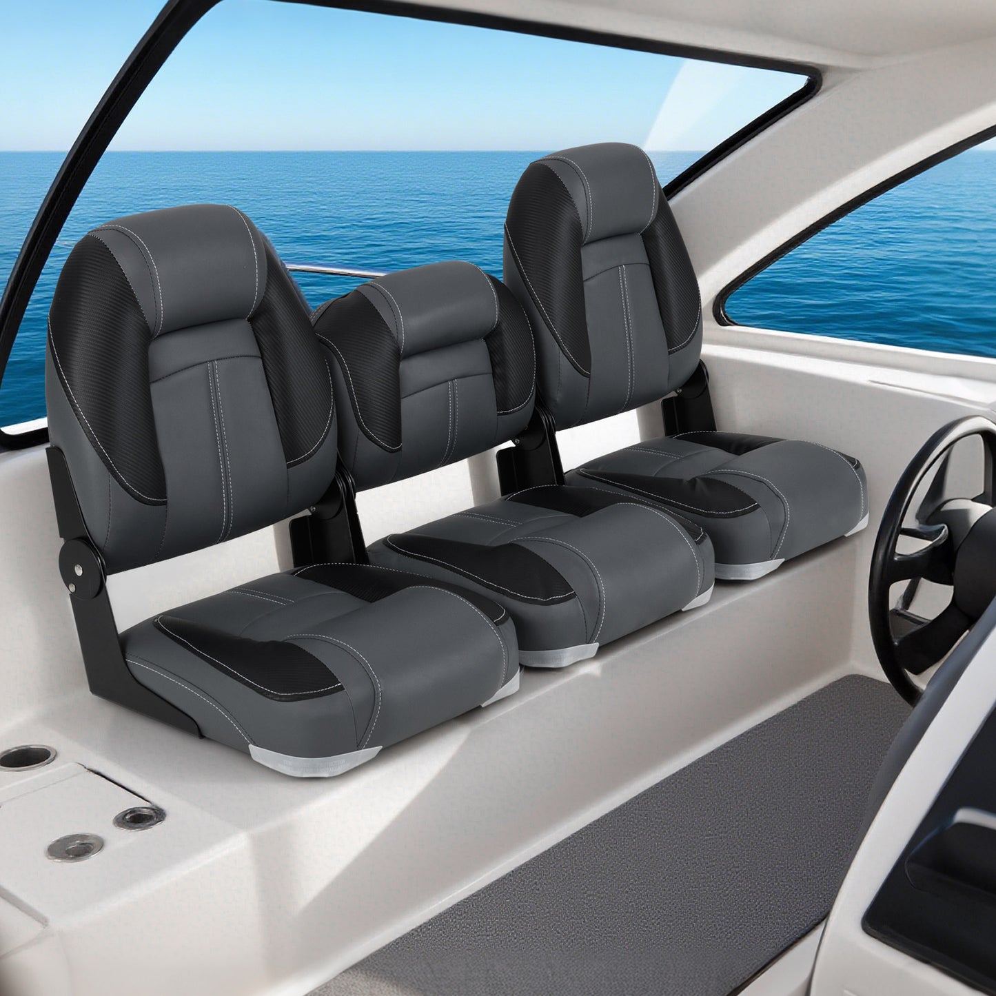 3-Pack Folding Boat Seats with 28D Soft Sponge Padding, Black Surfing at Gallery Canada
