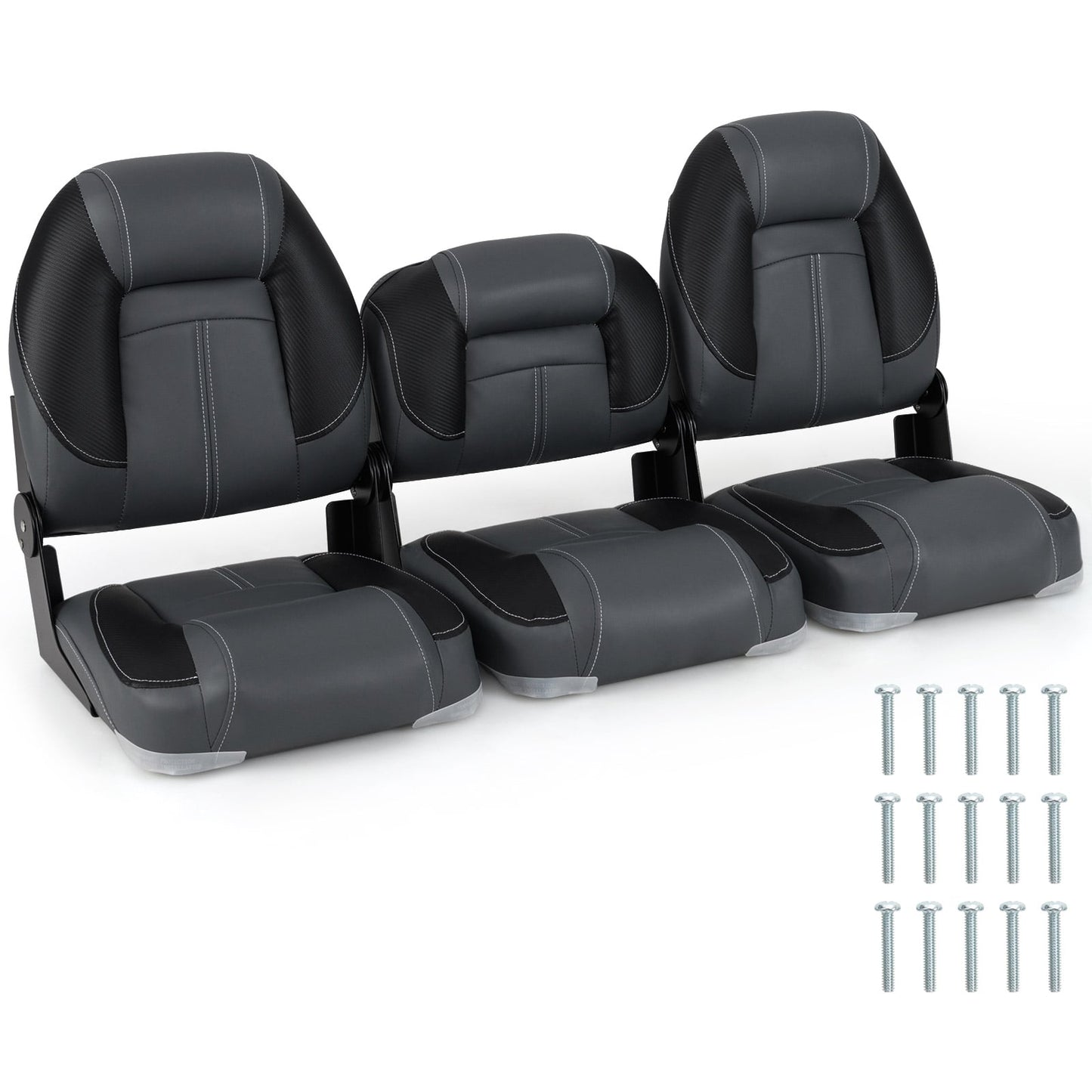 3-Pack Folding Boat Seats with 28D Soft Sponge Padding, Black Surfing at Gallery Canada