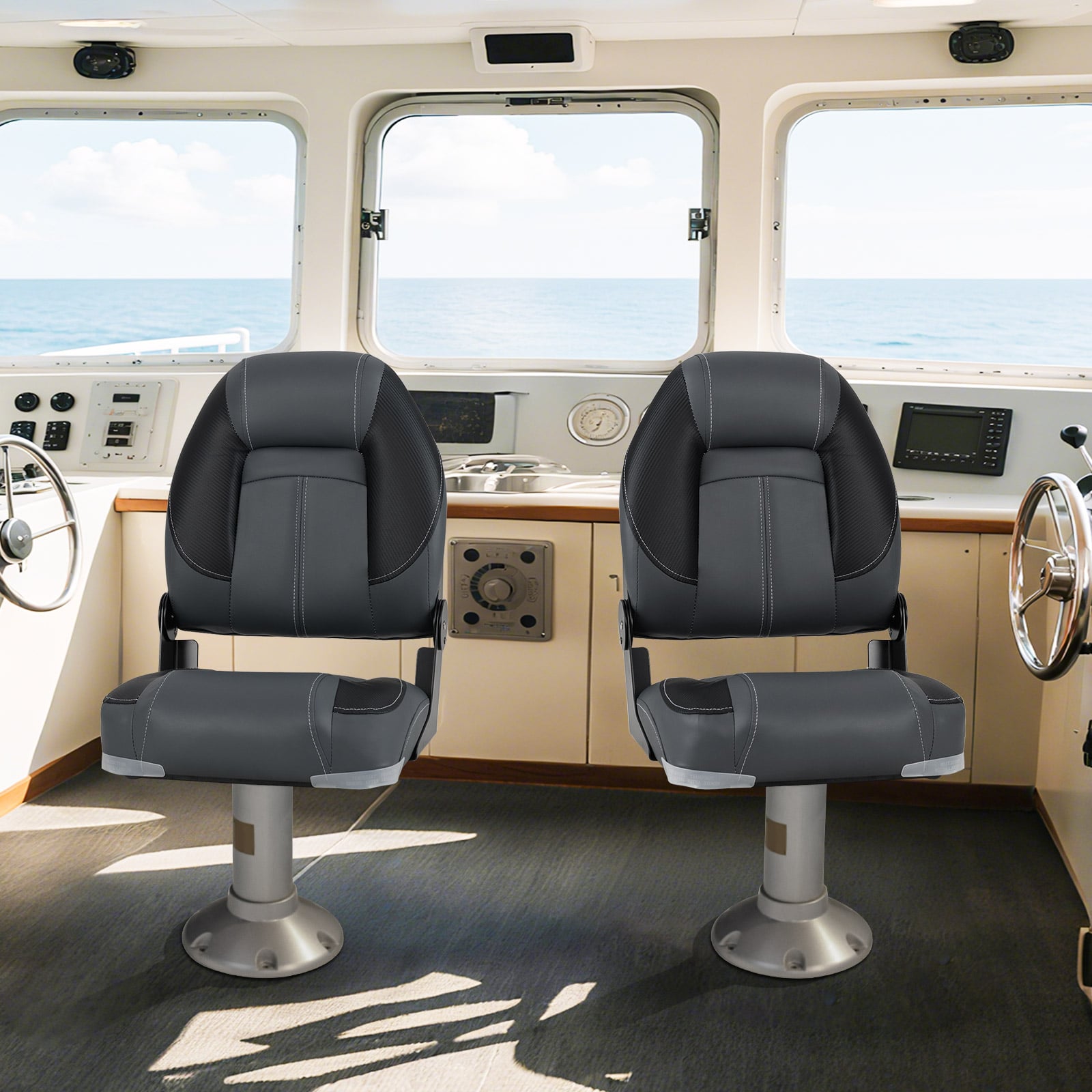 3-Pack Folding Boat Seats with 28D Soft Sponge Padding, Black Surfing at Gallery Canada
