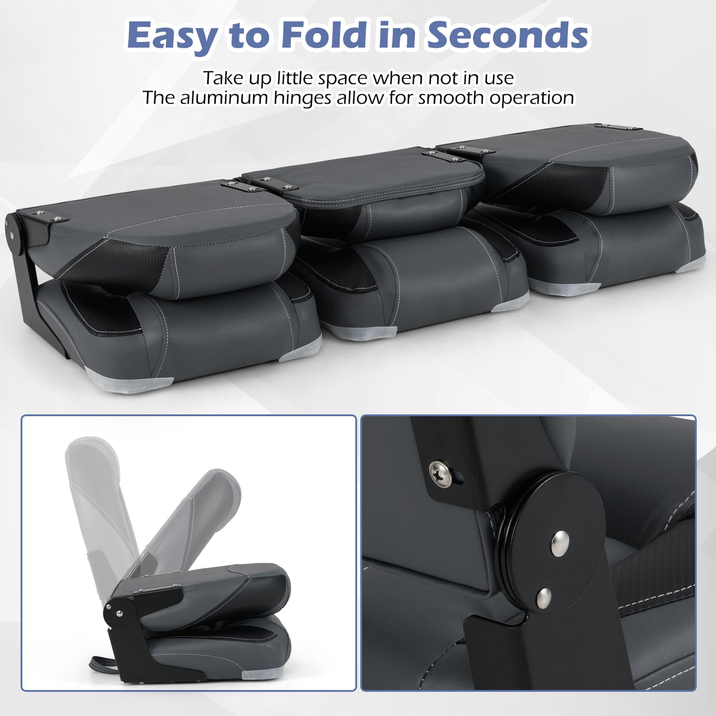 3-Pack Folding Boat Seats with 28D Soft Sponge Padding, Black Surfing at Gallery Canada
