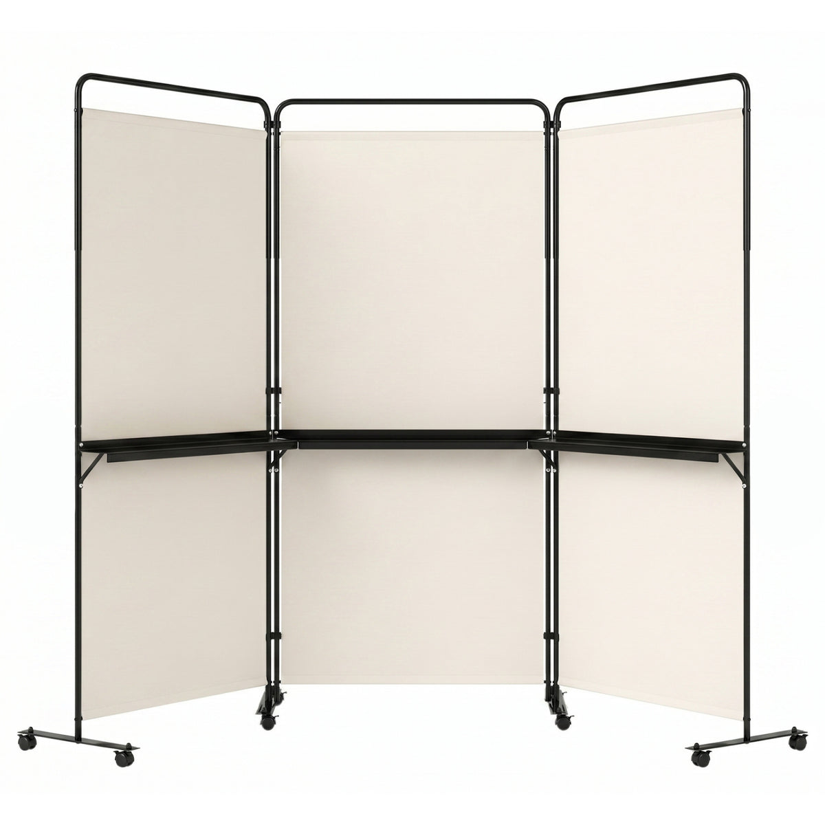 6 FT Folding Room Divider with Shelves, Locking Wheels, White Room Dividers at Gallery Canada