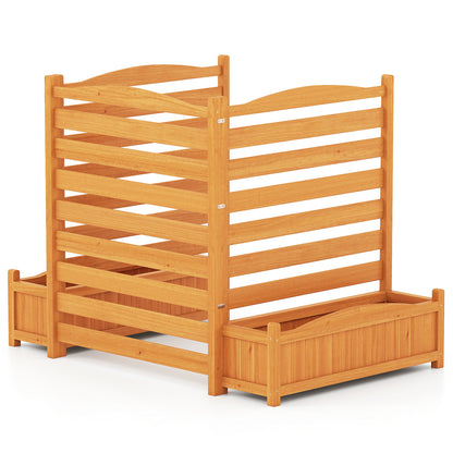 3-Panel Wood Air Conditioner Fence with Planter Box Freestanding Privacy Screen, Yellow Raised Garden Beds Yellow at Gallery Canada