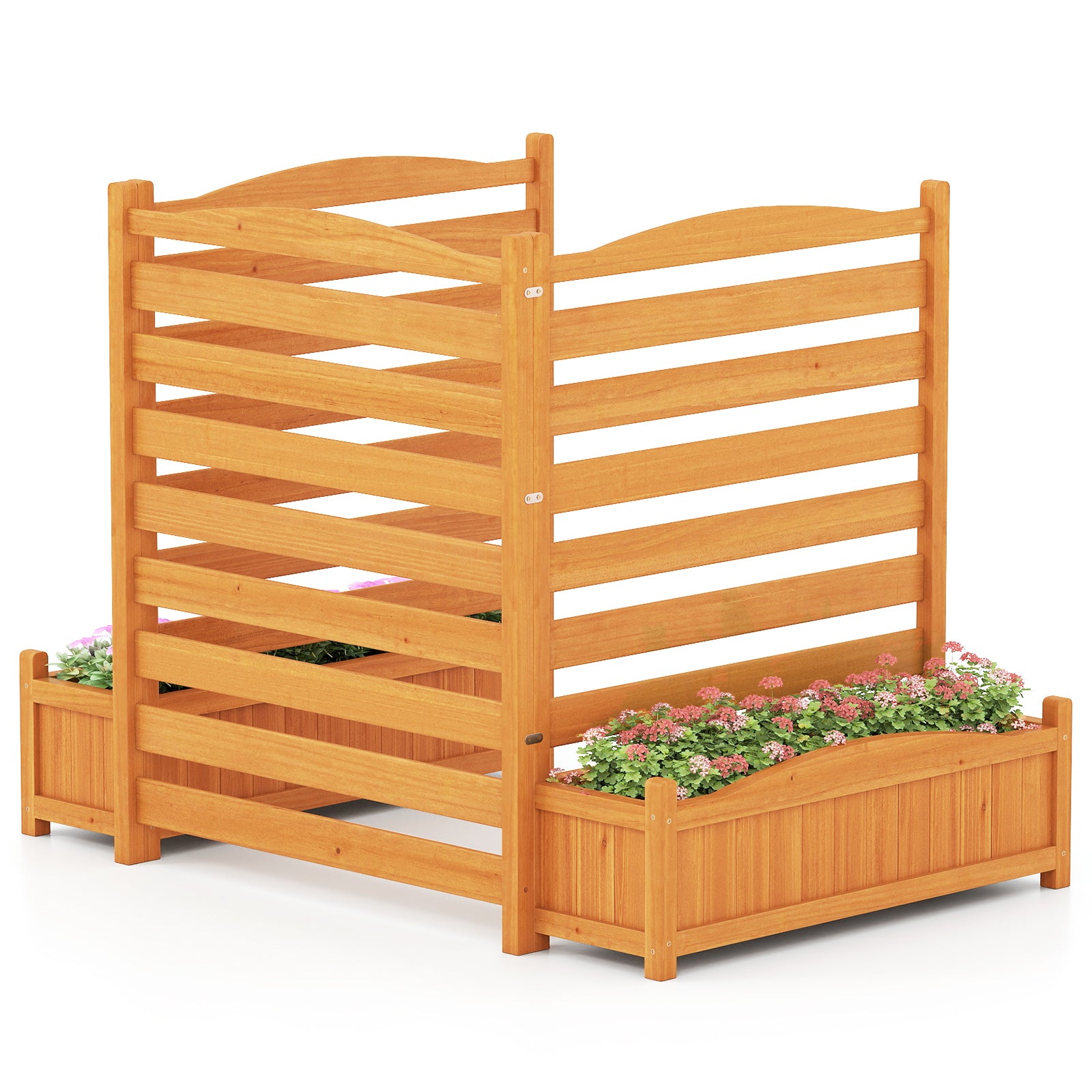 3-Panel Wood Air Conditioner Fence with Planter Box Freestanding Privacy Screen, Yellow Raised Garden Beds at Gallery Canada