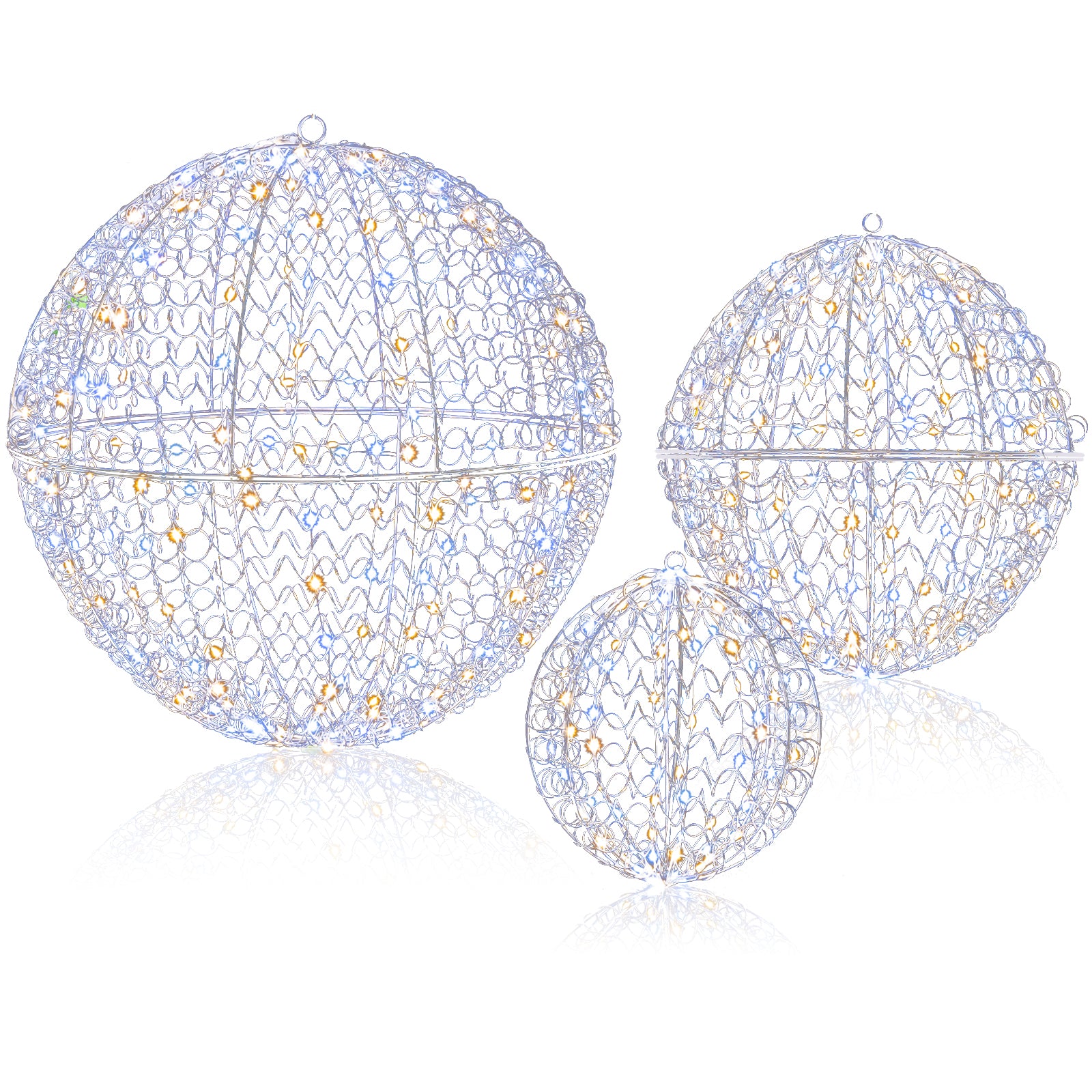 3 Pcs Large Christmas Balls, Metal Sphere Lights, 435 LEDs Christmas Decor & Accessories at Gallery Canada