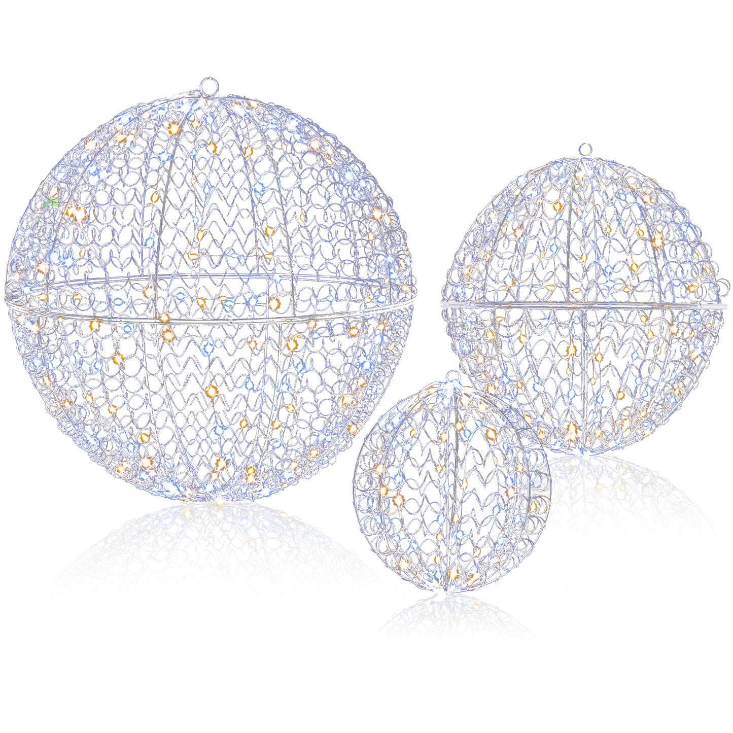 3 Pcs Large Christmas Balls, Metal Sphere Lights, 435 LEDs Christmas Decor & Accessories Options at Gallery Canada